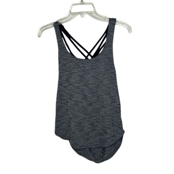 Lululemon Free To Be Serene Gray/Black Strappy Open Back Women's Tank Top. Sz 6. - Picture 2 of 7